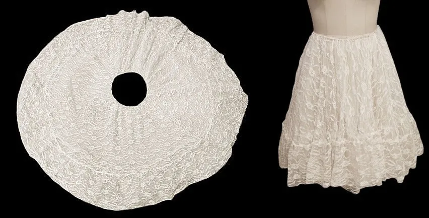 BEAUTIFUL VINTAGE LACE TRIMMED CRINOLINE IN ANGEL WHITE VINTAGE HALF SLIP NEEDS WORK VINTAGE WHITE SLIP LACE