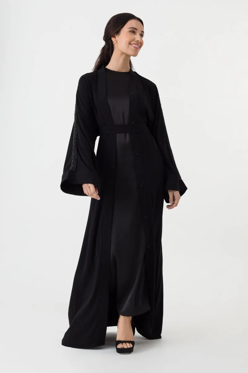 Black Beaded Abaya Dress