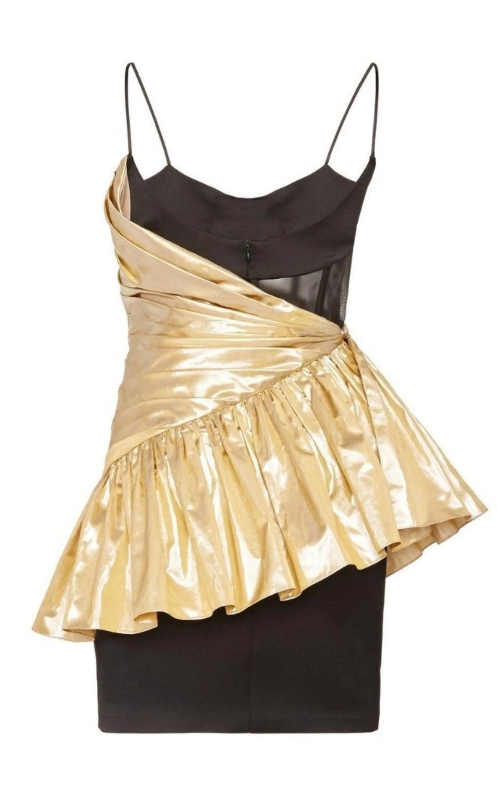 Draped Metallic Silk And Crepe Mini Dress