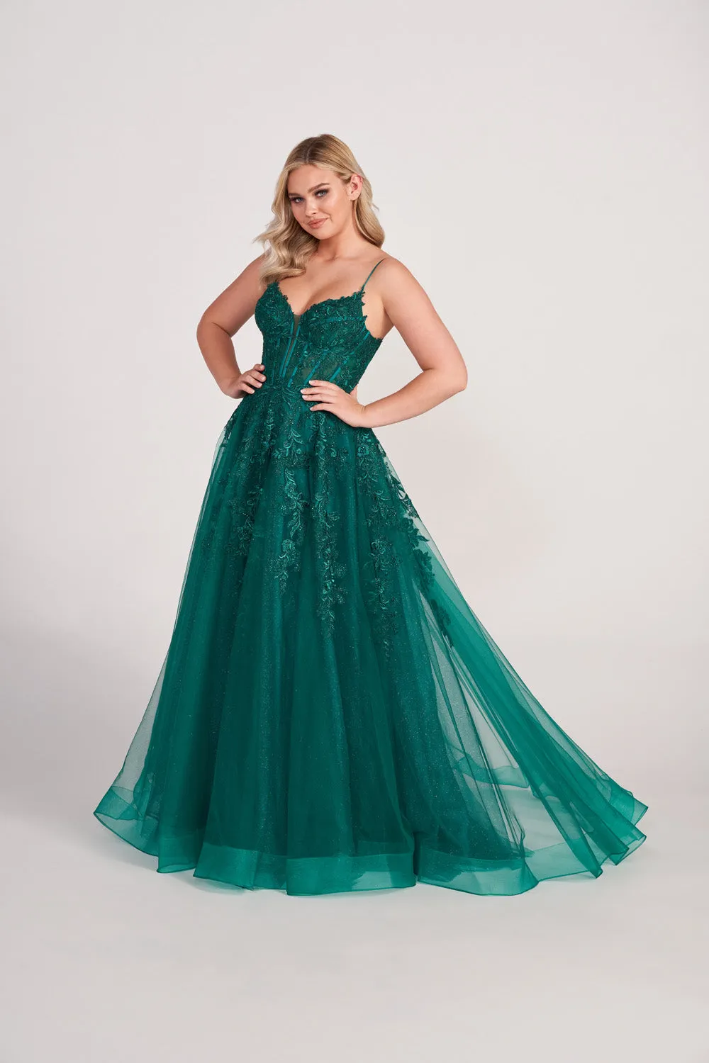 Stunning Ellie Wilde EW34036 Elegant Evening Dress with Intricate Embellishments and Flattering Silhouette
