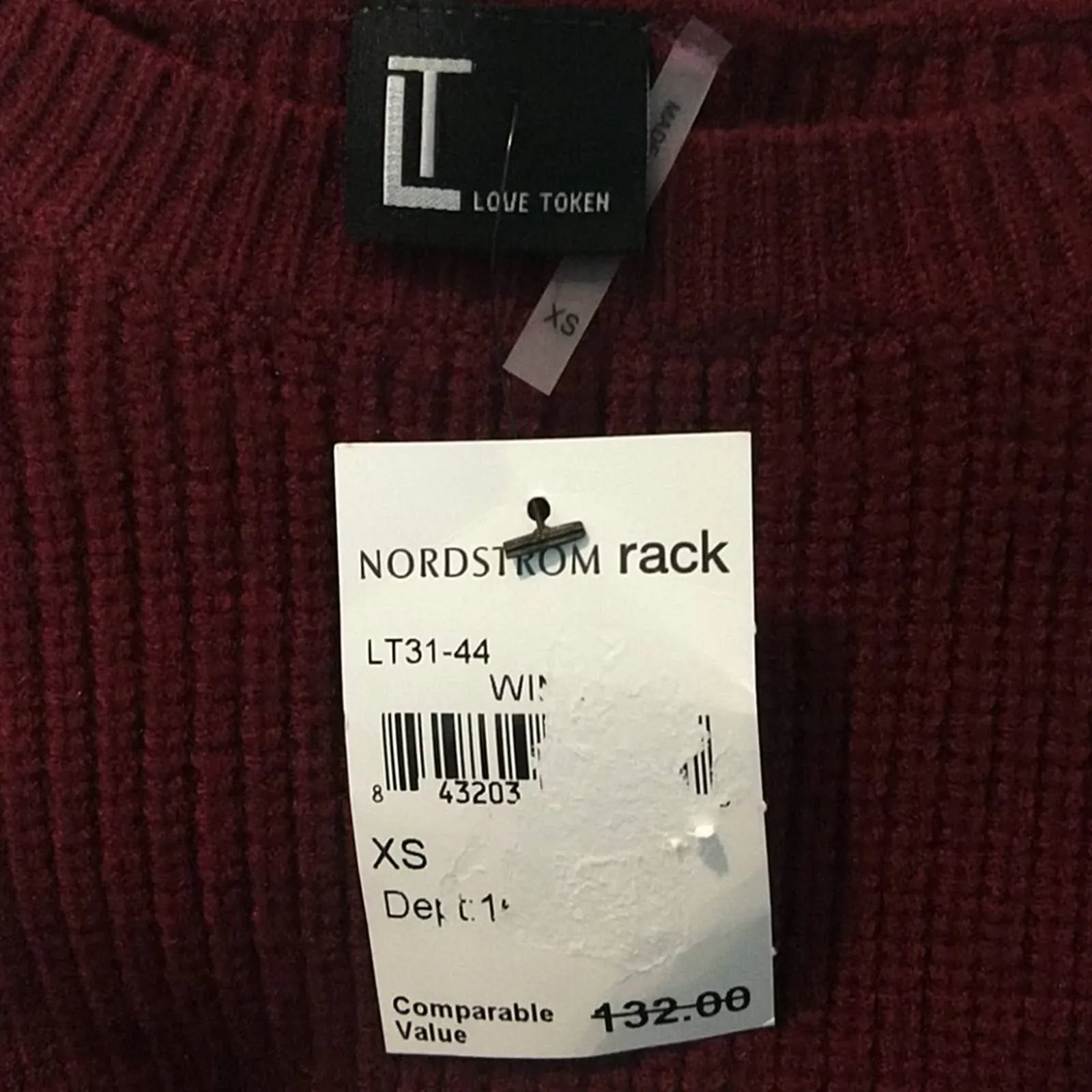 Love Token Faux Fur Cuff Knit Sweater Wine