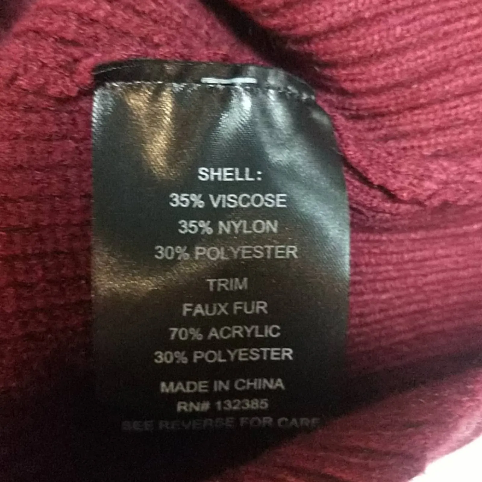 Love Token Faux Fur Cuff Knit Sweater Wine
