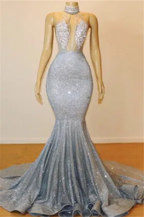 MERMAID HALTER SLEEVELESS FLOOR-LENGTH ROM DRESS SAS65